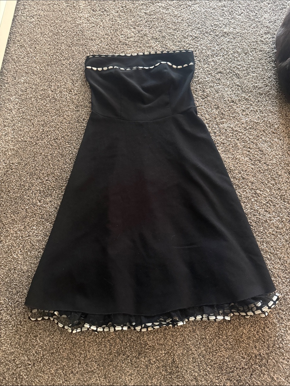Speechless Black Strapless A-Line Dress with White Accents